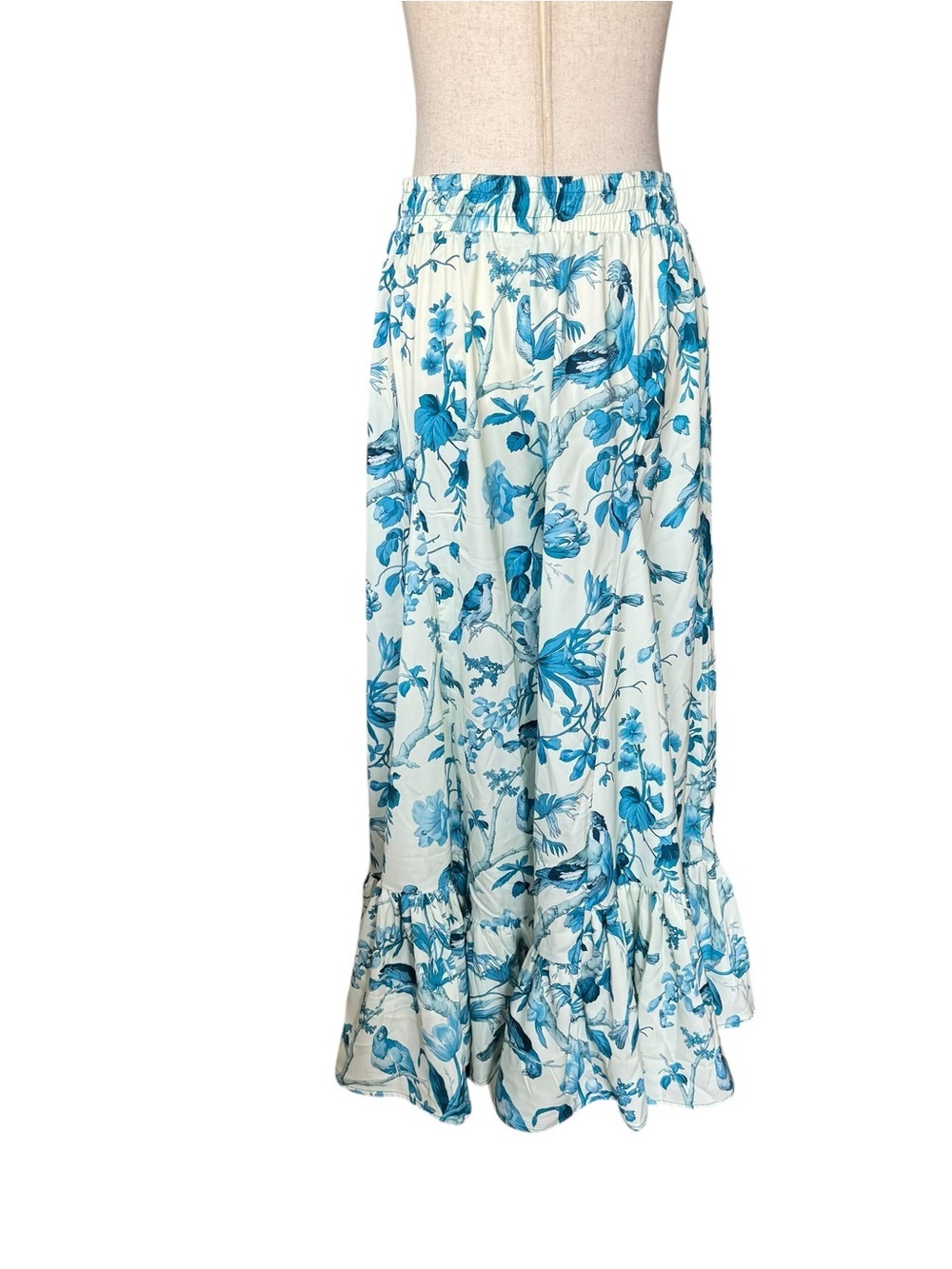 A Rare Bird Tropical Print Stretch Waist Wide Leg Ruffle Pants Boho M L O/S - Picture 5 of 8